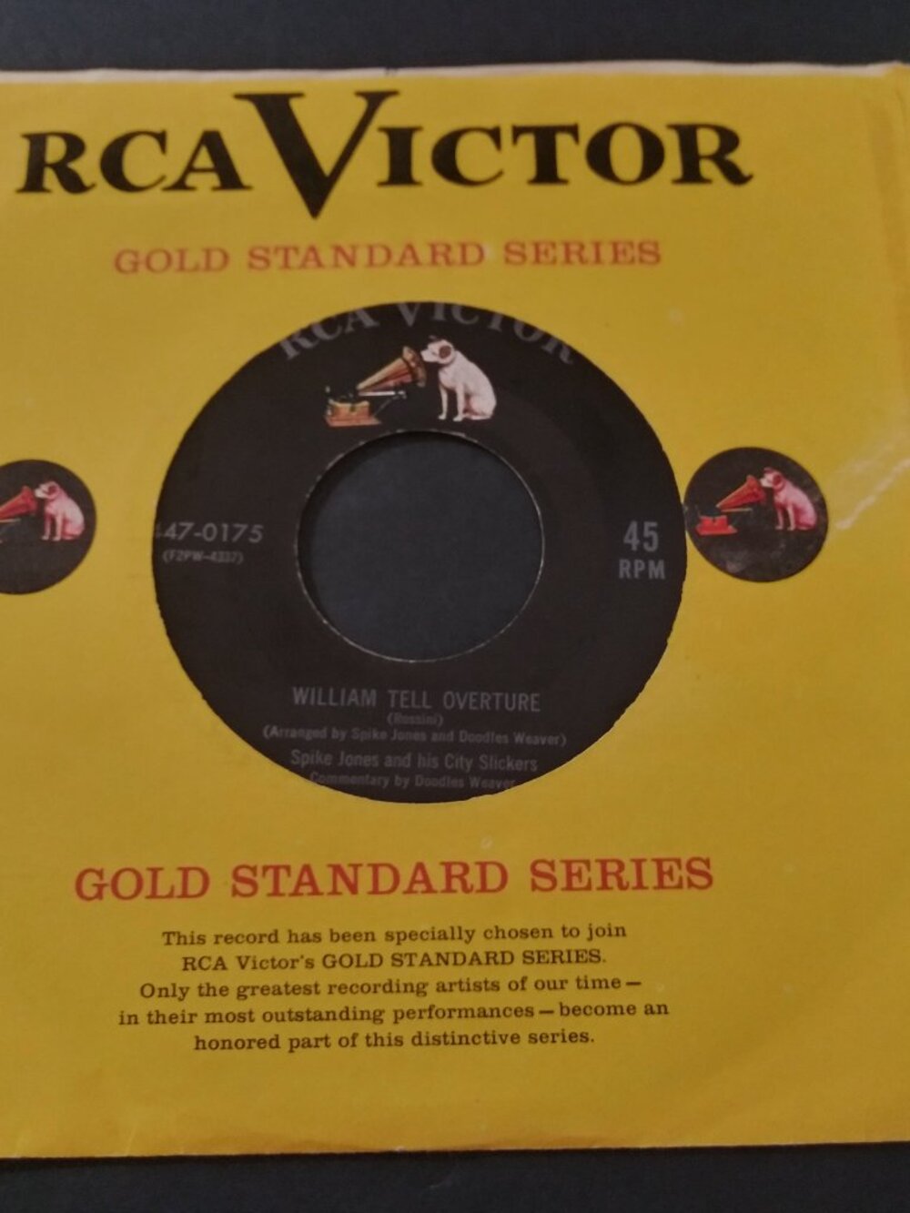 Spike Jones - William Tell Overture NM 1st Era GSS RCA Victor Record 1955 NOVELT